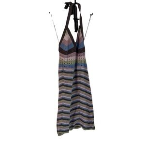 2/$15 Pink Rose XS Multicolor Chevron Knit Halter Dress